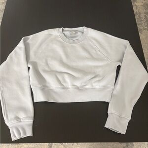 Aritzia TNA Cozy Fleece Cropped Light Gray Sweatshirt